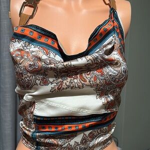 Fashion Nova Paisley Print Women’s Top with Chain Straps